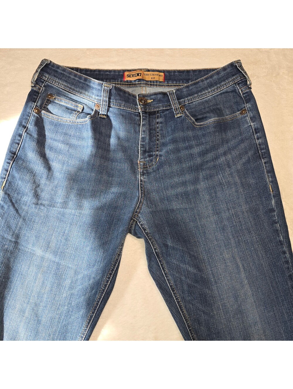 Seven7 Men's Slim Straight Jeans Size 34x34 Dark Wash Stretch Denim Blue W34 L34